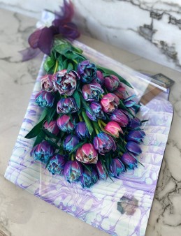 Ebru Sanatlı Özel Seri CANLI MOR Lale Buketi  çiçek gönder