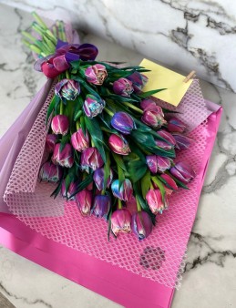  23 Adet Özel Seri CANLI MOR Lale Buketi  çiçek gönder