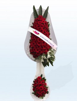 Kırmızı Gerberalı Ayaklı Sepet Düğün Çelenkleri çiçek gönder