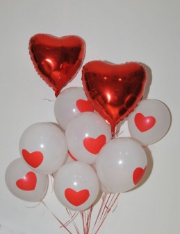 İki Kalp Birbirine Karşı Uçan Balon Buketi  çiçek gönder