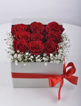 Küçük Bir Tebessüm Kırmızı Güller Kutuda Çiçek çiçek gönder