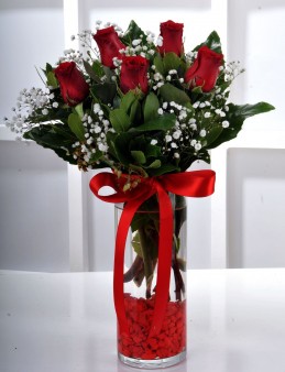 Gün Batımı 5 Kırmızı Gül Çiçek Arajmanı  çiçek gönder