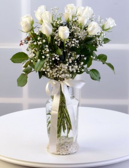 Amfora Camda 15 Adet Beyaz Gül  çiçek gönder