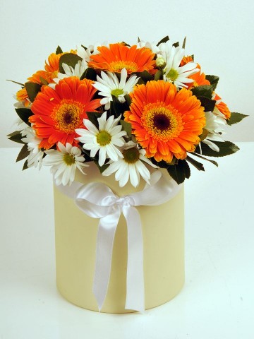 Gerbera Aranjman (Bej Kutu) Kutuda Çiçek çiçek gönder