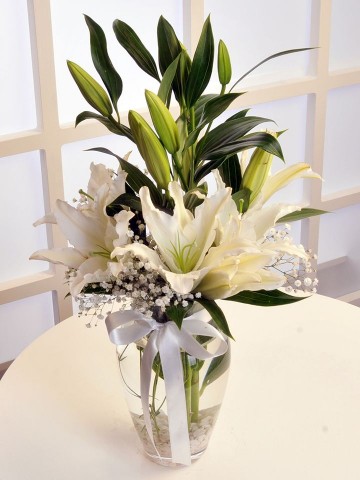 Beyaz Lilyumun Zarafeti Aranjmanlar çiçek gönder