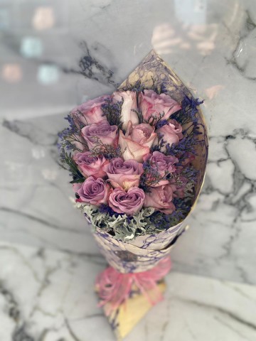 Ebru Sanatlı Lila Pembe Güller (Exclusive Collection) Buketler çiçek gönder