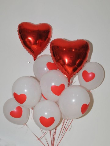 İki Kalp Birbirine Karşı Uçan Balon Buketi Balonlar çiçek gönder
