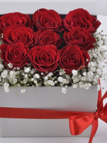 Küçük Bir Tebessüm Kırmızı Güller Kutuda Çiçek çiçek gönder