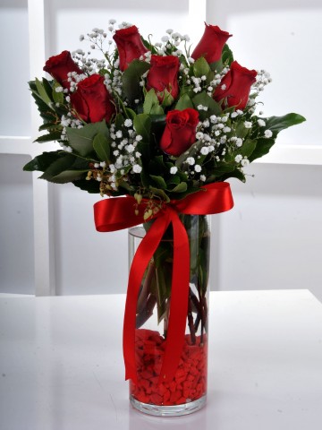 Vazoda 7 Kırmızı Gül  Aranjmanlar çiçek gönder