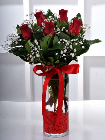 Vazoda 5 Kırmızı Gül  Aranjmanlar çiçek gönder