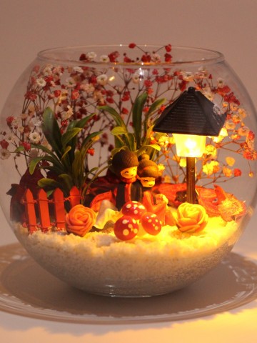 Sırt Sırta Bi Ömür Teraryum Işıklı Terarium çiçek gönder