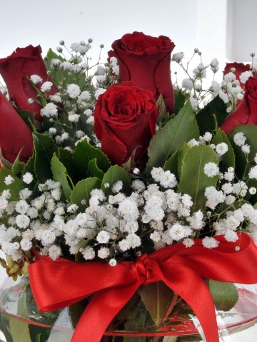 Fanusta 7 Kırmızı Gül Aranjmanlar çiçek gönder